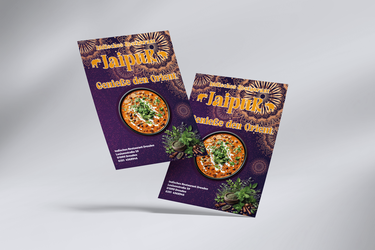 DIN A4-Flyer für ein indisches Restaurant