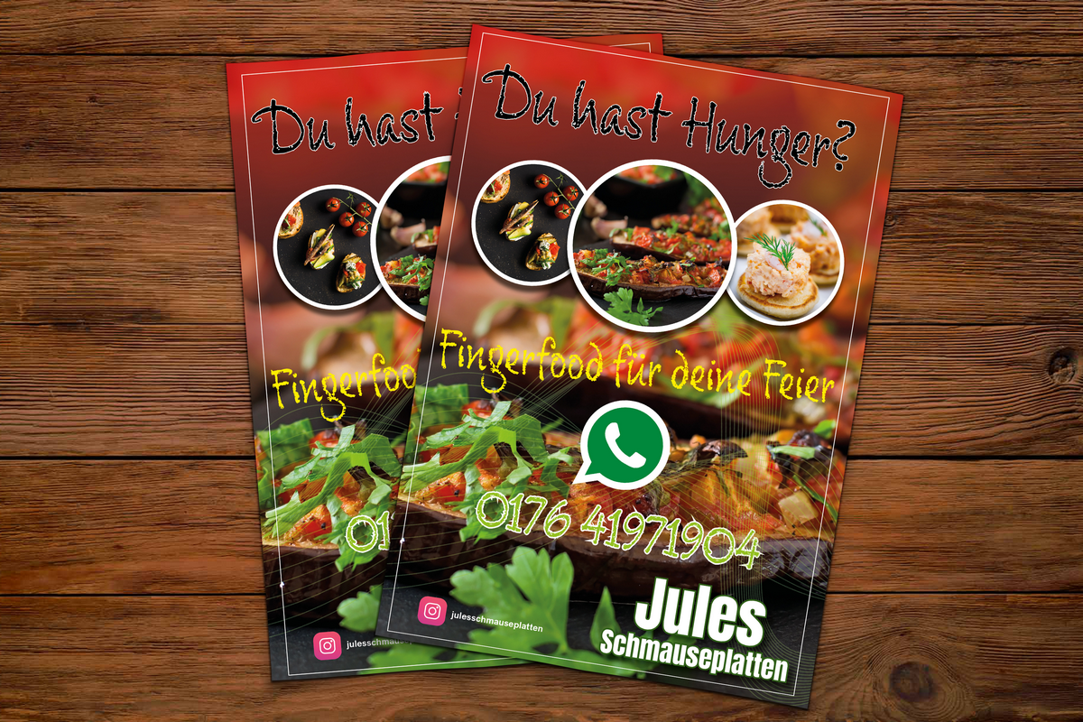 DIN A4-Flyer für Cteringservice Jules Schmauseplatten Coswig